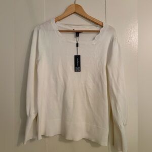 Cable & Gauge Cream Square-Neck Lightweight Knit Sweater